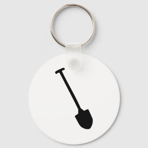 Black shovel spade icon key ring