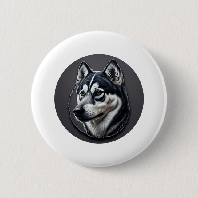Black Siberian 6 Cm Round Badge (Front)