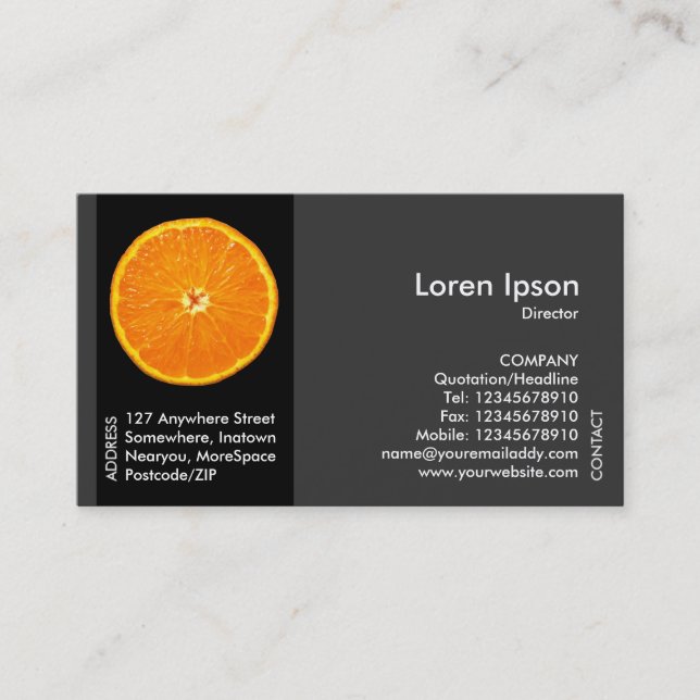 Black Side Band Fruit - Clementine Slice Business Card (Front)