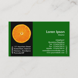 Black Side Band Fruit - Clementine Slice - Green Business Card