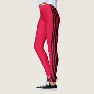 Black Side Stripe Red Leggings Custom Colours