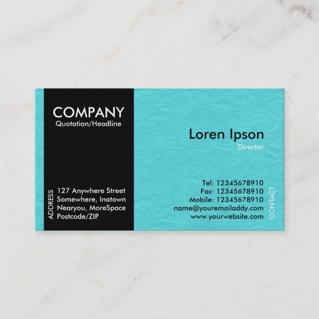 Black SideBand - Cyan Blue Paper Texture Business Card (Front)