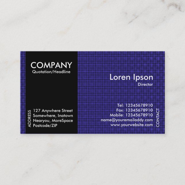 Black SideBand - Deep Blue Fabric Texture Business Card (Front)