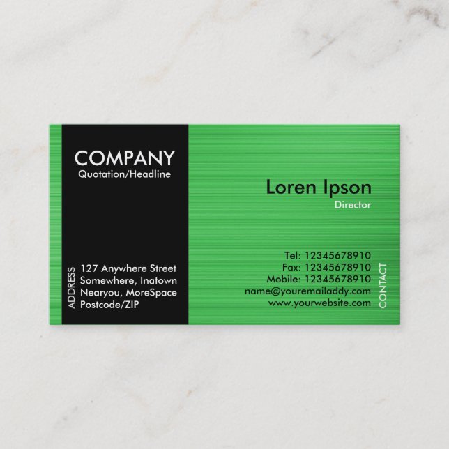 Black SideBand - Green Brushed II Tex Business Card (Front)