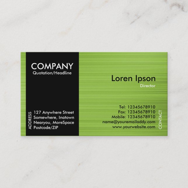 Black SideBand - Green Brushed Tex Business Card (Front)