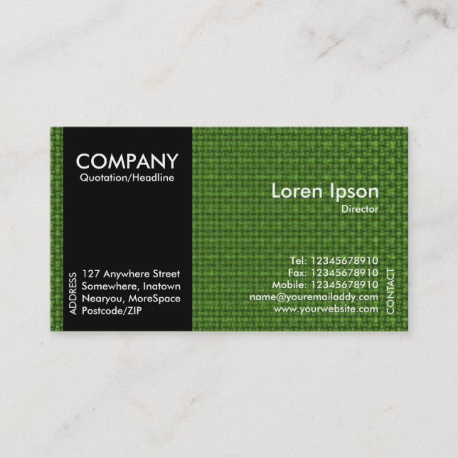 Black SideBand - Green Fabric Texture Business Card (Front)