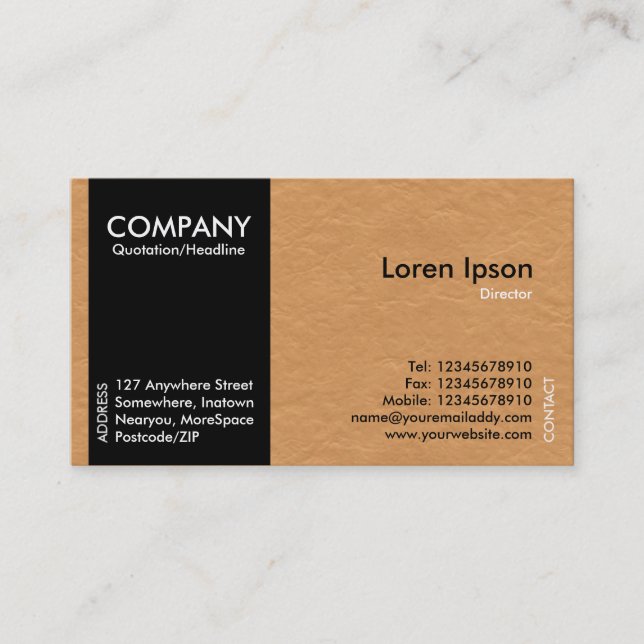 Black SideBand - Lght Brown Paper Texture Business Card (Front)