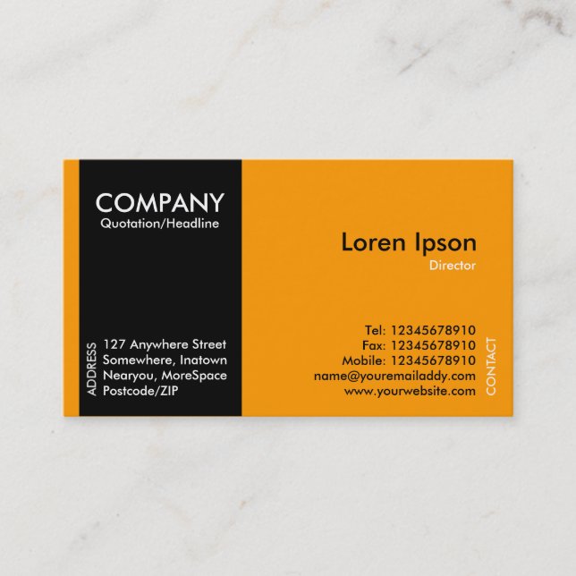 Black SideBand - Orange II Business Card (Front)