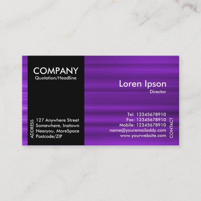 Black SideBand - Purple Brushed Texture Business Card (Front)