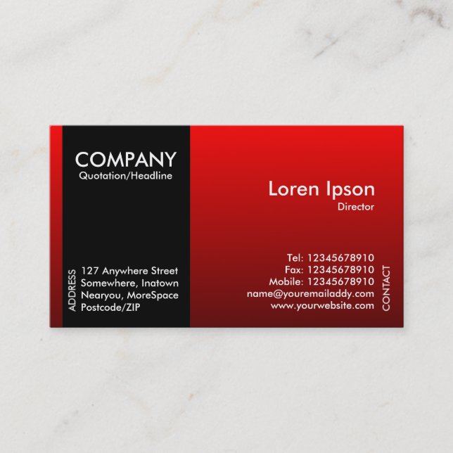 Black SideBand - Red Shaded Business Card (Front)