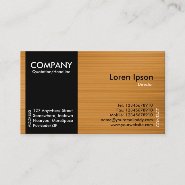 Black SideBand - Yellow Brushed Tex Business Card (Front)