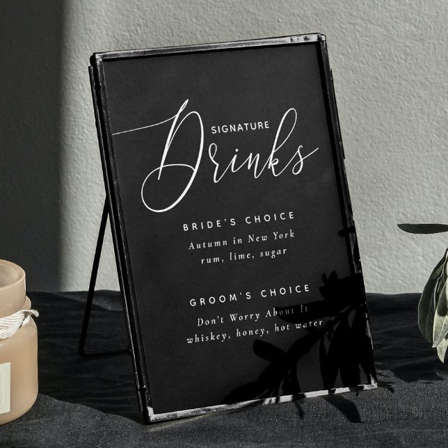 Black Signature Drinks Wedding Sign. Bride & Groom Poster (Creator Uploaded)