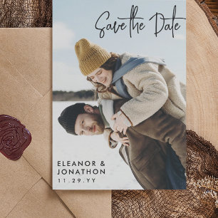 Black Signature Script Photo Save the Date