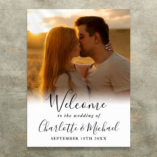 Black Signature Script Photo Wedding Welcome Sign