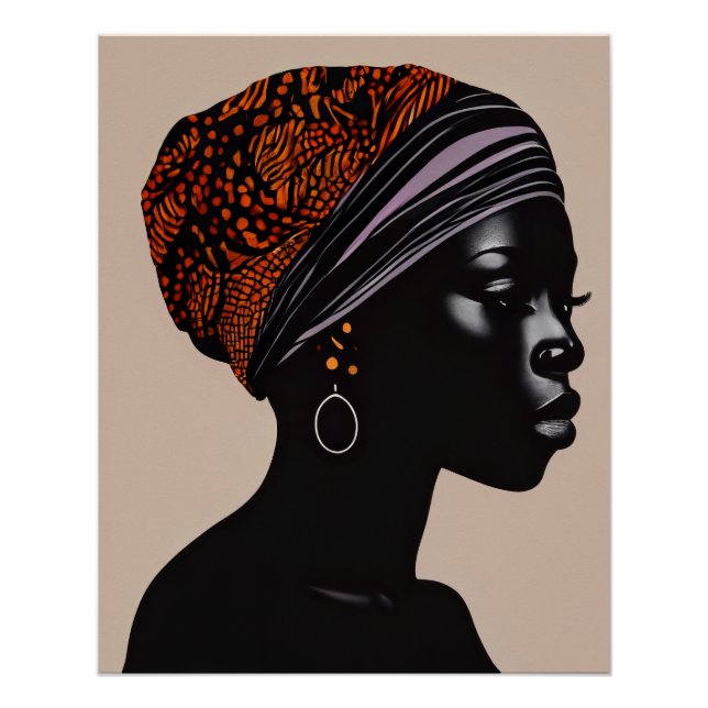 Black Silhouette African American Woman Head Wrap Poster (Front)