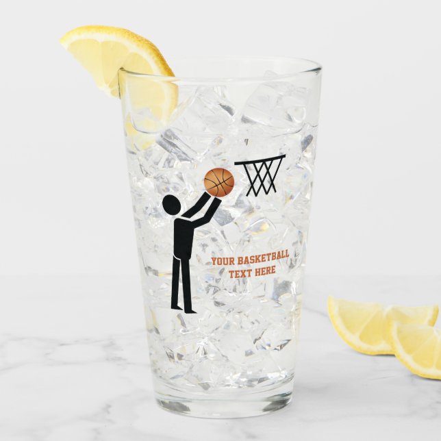 Black silhouette and orange basketball ball glass (Front Ice)