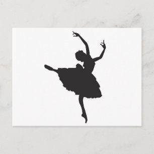 Black Silhouette Ballet Dancer Postcard