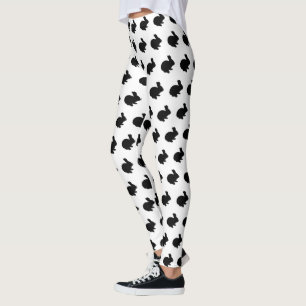 Black Silhouette Bunny Rabbit Leggings