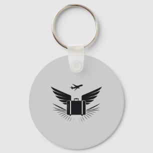 Black silhouette design of a travel suitcase key ring