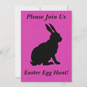 Black Silhouette Easter Rabbit Bright Hot Pink Invitation