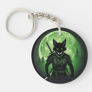Black Silhouette Fox Key Ring