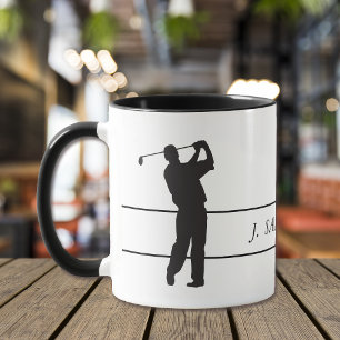 Black Silhouette Full Swing Golfer Mug