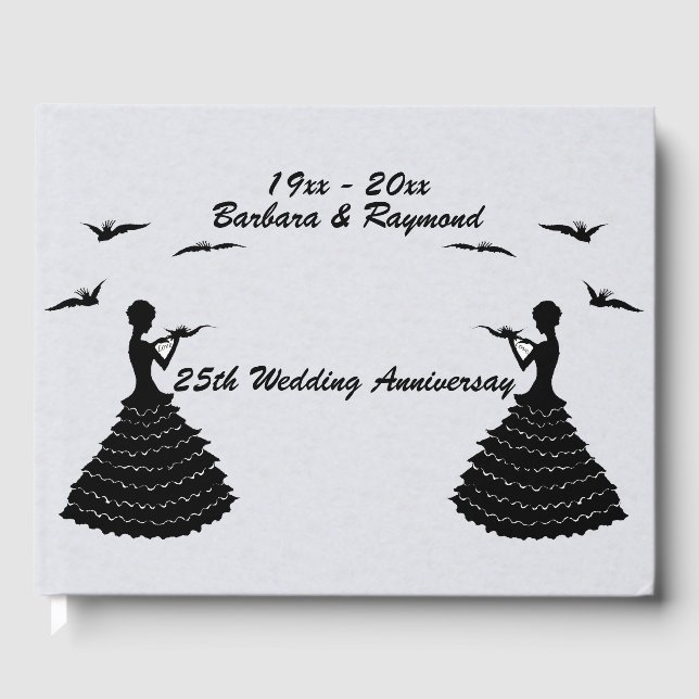 Black Silhouette Grey Lady Love Letter Anniversary Guest Book (Front)