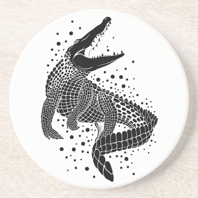 Black Silhouette Of a Crocodile Coaster (Front)