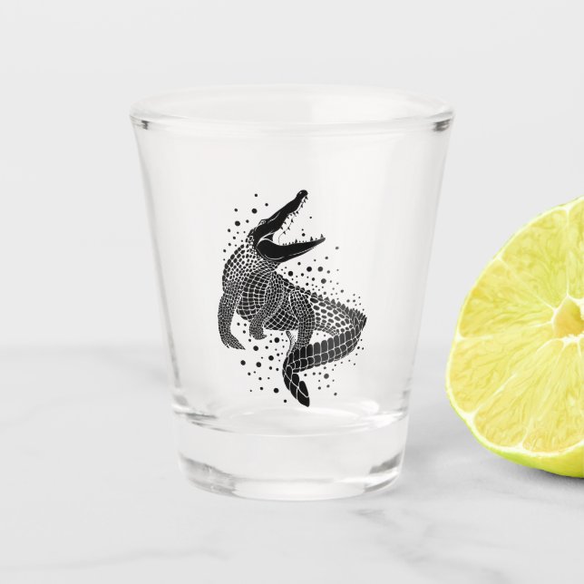 Black Silhouette Of a Crocodile Shot Glass (Front)