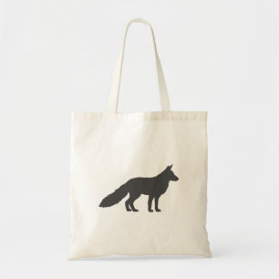Black silhouette of a fluffy Fox Tote Bag