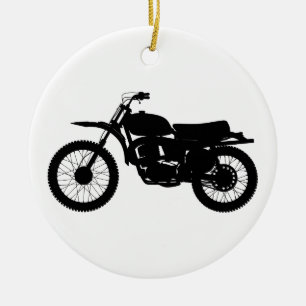 Black silhouette of bike - Choose background color Ceramic Tree Decoration