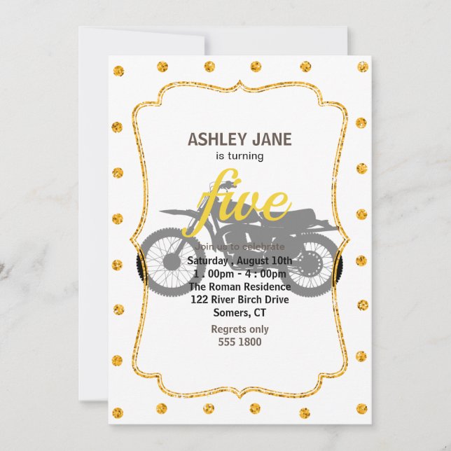Black silhouette of bike - Choose background colou Invitation (Front)