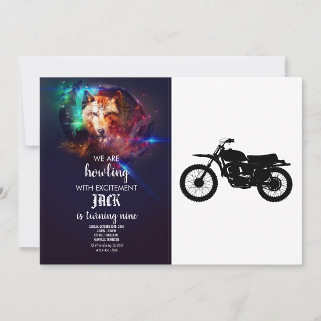 Black silhouette of bike - Choose background colou Invitation (Front)
