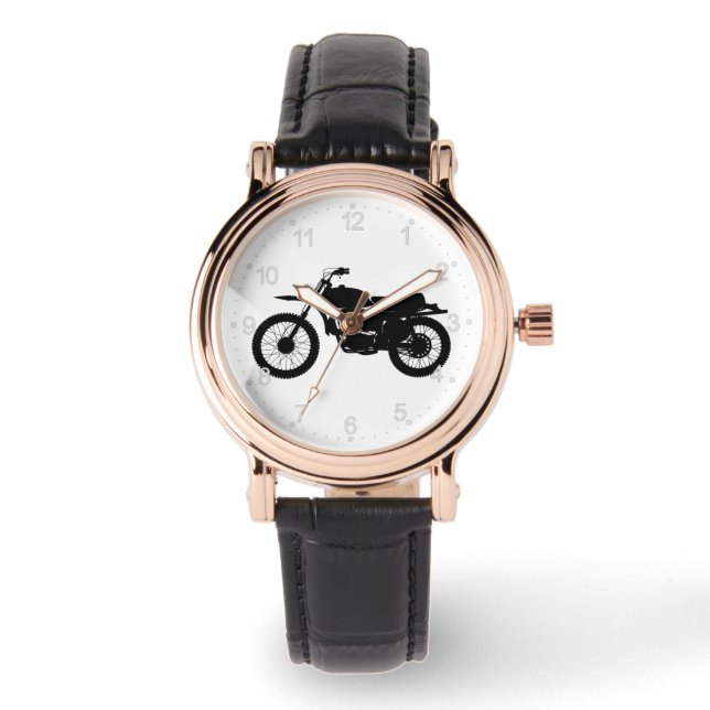 Black silhouette of bike - Choose background colou Watch (Front)