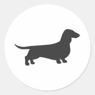 Black silhouette of dachshund classic round sticker