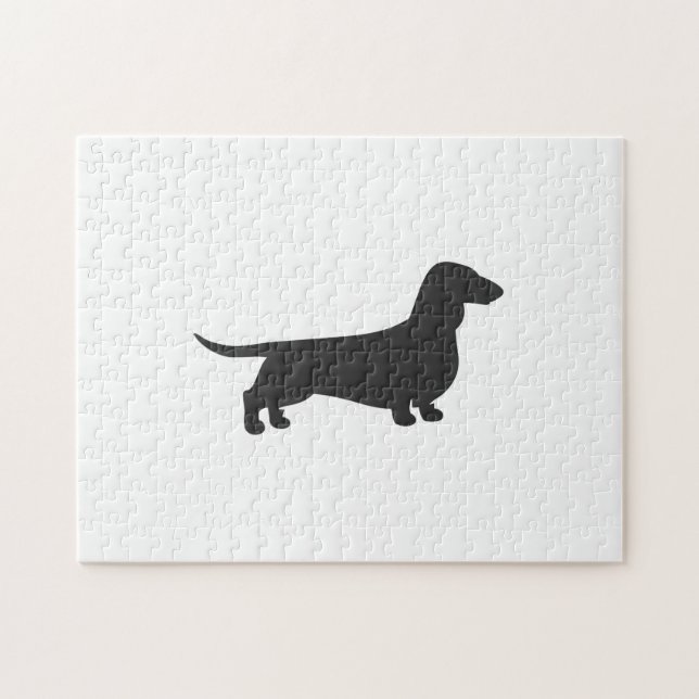 Black silhouette of dachshund jigsaw puzzle (Horizontal)