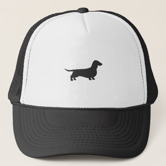 Black silhouette of dachshund trucker hat (Front)