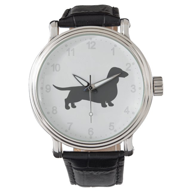 Black silhouette of dachshund watch (Front)