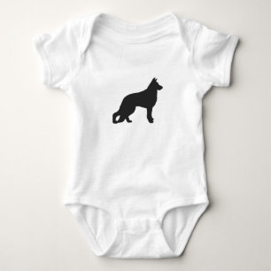 Black silhouette of German Shepherd dog Baby Bodysuit
