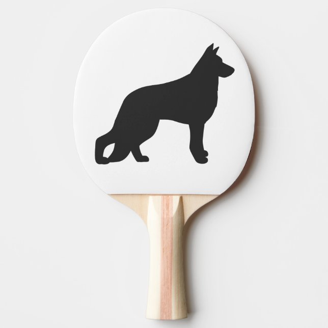 Black silhouette of German Shepherd dog Ping Pong Paddle (Front)