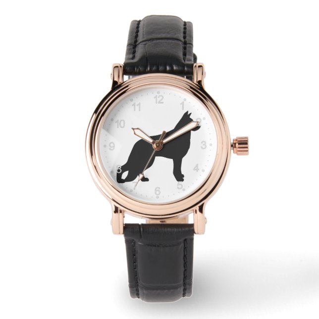 Black silhouette of German Shepherd dog Watch (Front)