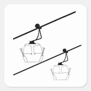 Black silhouette of gondolas  square sticker