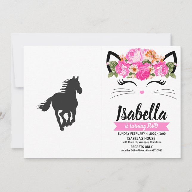 Black silhouette of horse - Choose background colo Invitation (Front)