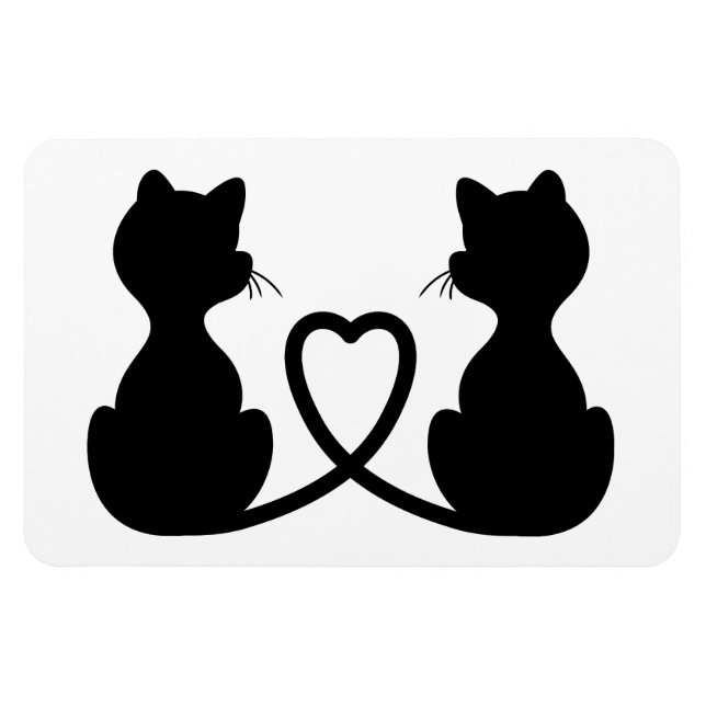 Black Silhouette Of Two Cats In Love Magnet (Horizontal)