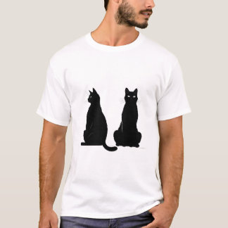 Black silhouette of two cats  T-Shirt