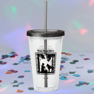 Black Silhouette on White Red Riding Hood and Wolf Acrylic Tumbler