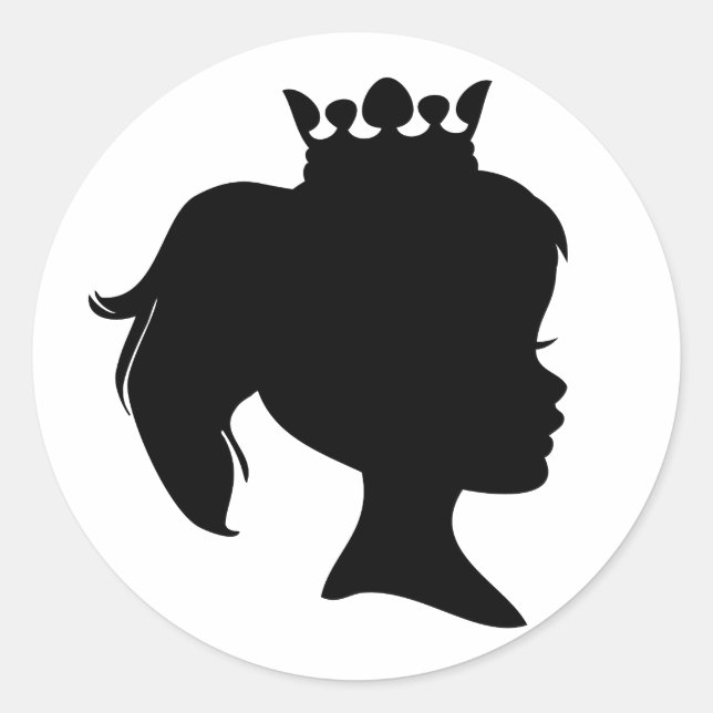 Black Silhouette Princess T-shirts and Gifts Classic Round Sticker (Front)