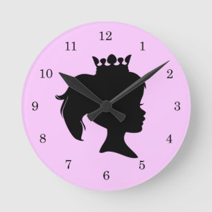 Black Silhouette Princess T-shirts and Gifts Round Clock