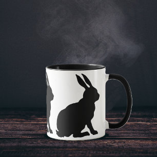 Black Silhouette Rabbits Mug