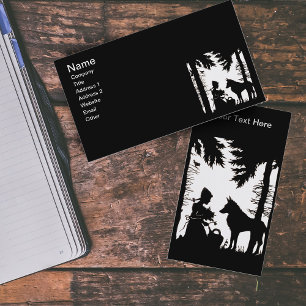 Black Silhouette Red Riding Hood Wolf Woods Business Card